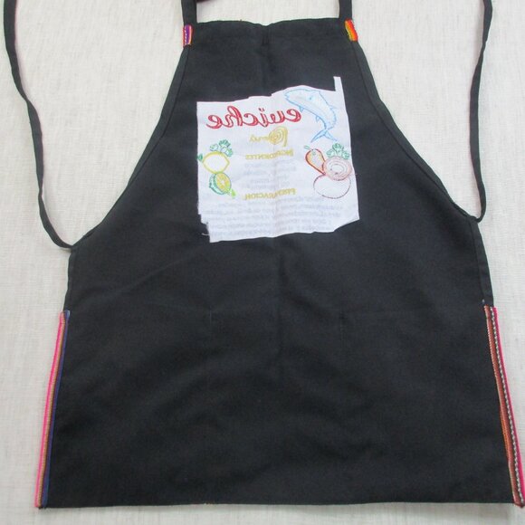 Peru Peruvian Ceviche Food Apron Unisex Black Striped Kitchen Design Neck Strap - Picture 2 of 8